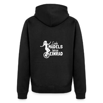 Einradfahrerin Coole Mädels Fahren Einrad - Unisex Premium Bio Zip Hoodie - Schwarz - Hinten - Nico (187cm)