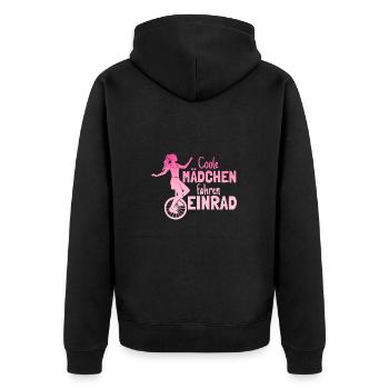 Einradfahrerin Coole Mädchen Fahren Einrad - Unisex Premium Bio Zip Hoodie - Schwarz - Hinten - Nico (187cm)