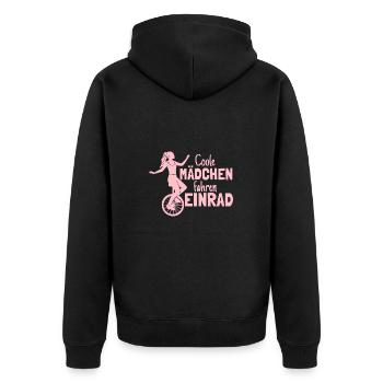 Einradfahrerin Coole Mädchen Fahren Einrad - Unisex Premium Bio Zip Hoodie - Schwarz - Hinten - Nico (187cm)
