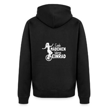 Einradfahrerin Coole Mädchen Fahren Einrad - Unisex Premium Bio Zip Hoodie - Schwarz - Hinten - Nico (187cm)