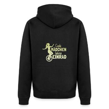 Einradfahrerin Coole Mädchen Fahren Einrad - Unisex Premium Bio Zip Hoodie - Schwarz - Hinten - Nico (187cm)