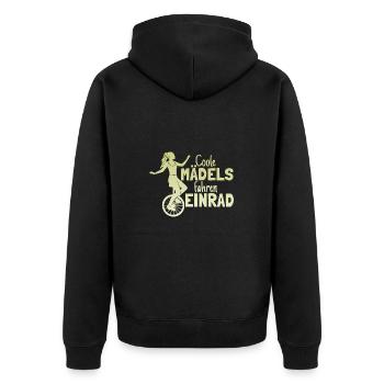 Einradfahrerin Coole Mädels Fahren Einrad - Unisex Premium Bio Zip Hoodie - Schwarz - Hinten - Nico (187cm)