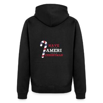 Have Ameri Christmas - Unisex Premium Bio Zip Hoodie - Schwarz - Hinten - Nico (187cm)