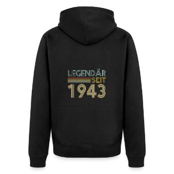 80 Jahre Legendär Seit 1943 80. Geburtstag - Unisex Premium Bio Zip Hoodie - Schwarz - Hinten - Nico (187cm)