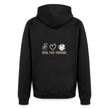 Mushroom hunting, mushrooms, morels, mushroom picking, foraging - Unisex Premium Organic Zip Hoodie - black - Back - Nico (187cm)
