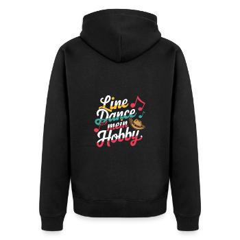 Line Dance mein Hobby - Unisex Premium Bio Zip Hoodie - Schwarz - Hinten - Nico (187cm)