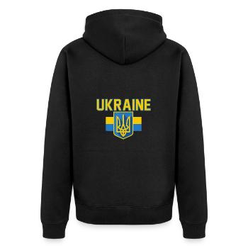 Cadeau de fierté du drapeau ukrainien de l’Ukraine - Veste à capuche bio Premium Unisexe - noir - Dos - Nico (187cm)