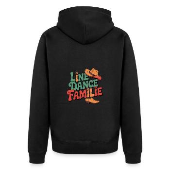 Line Dance Familie. Die ganze Familie tanzt - Unisex Premium Bio Zip Hoodie - Schwarz - Hinten - Nico (187cm)