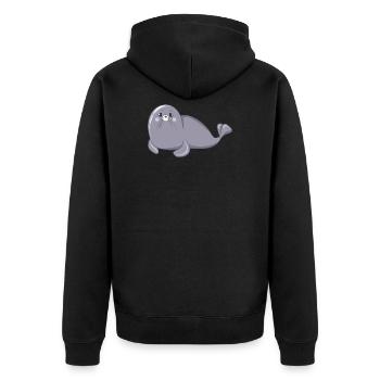Seehund - Unisex Premium Bio Zip Hoodie - Schwarz - Hinten - Nico (187cm)