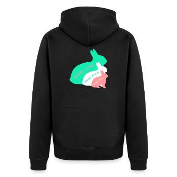 Joyeuses Pâques - trois lapins - Veste à capuche bio Premium Unisexe - noir - Dos - Nico (187cm)