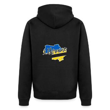 Ukraine Country - Unisex Premium Organic Zip Hoodie - black - Back - Nico (187cm)