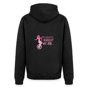 Du Brauchst 2 Räder Wie Süß Einradfahrerin Einrad - Unisex Premium Bio Zip Hoodie - Schwarz - Hinten - Nico (187cm)
