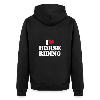 Cavalier d’équitation Fille de cheval J’aime l’équitation - Veste à capuche bio Premium Unisexe - noir - Dos - Nico (187cm)