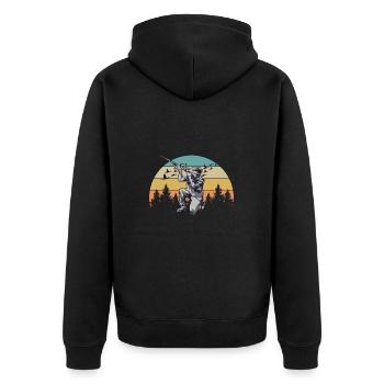 Jäger Jagen Entenjagd - Unisex Premium Bio Zip Hoodie - Schwarz - Hinten - Nico (187cm)