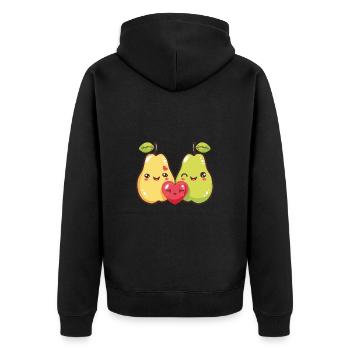 Birne Paar Liebe Herz Valentinstag - Unisex Premium Bio Zip Hoodie - Schwarz - Hinten - Nico (187cm)