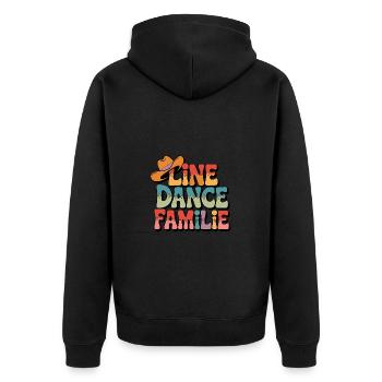 Line Dance Familie. Die ganze Familie tanzt - Unisex Premium Bio Zip Hoodie - Schwarz - Hinten - Nico (187cm)