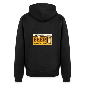 Hold my Beer - Bier Laune - Unisex Premium Bio Zip Hoodie - Schwarz - Hinten - Nico (187cm)