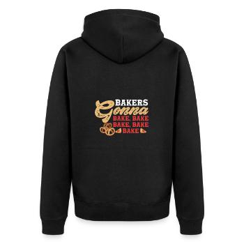 Bäcker backen backen backen backen backen - Unisex Premium Bio Zip Hoodie - Schwarz - Hinten - Nico (187cm)