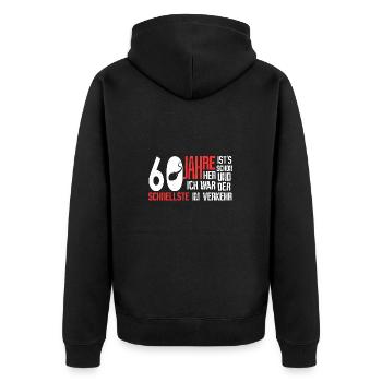 60. Geburtstag - der schnellste - Unisex Premium Bio Zip Hoodie - Schwarz - Hinten - Nico (187cm)