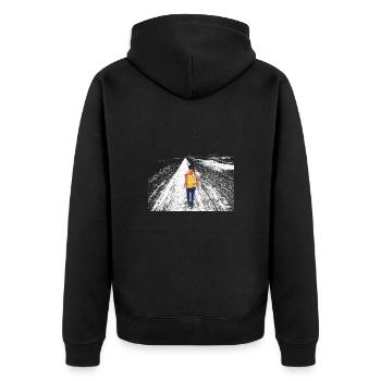 Alleinstehendes Mädchen - Unisex Premium Bio Zip Hoodie - Schwarz - Hinten - Nico (187cm)