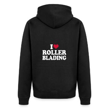 Inlineskating I Love Rollerblading Inlineskater - Unisex Premium Bio Zip Hoodie - Schwarz - Hinten - Nico (187cm)