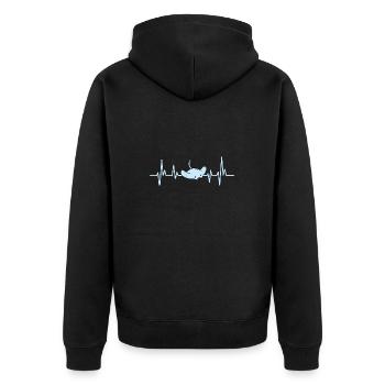 Stachelrochen Mantarochen Ozean Rochen - Unisex Premium Bio Zip Hoodie - Schwarz - Hinten - Nico (187cm)