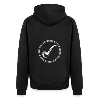 Smoking a pipe - Unisex Premium Organic Zip Hoodie - black - Back - Nico (187cm)