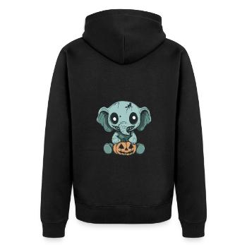 Elefant Halloween Lustig Zombie - Unisex Premium Bio Zip Hoodie - Schwarz - Hinten - Nico (187cm)