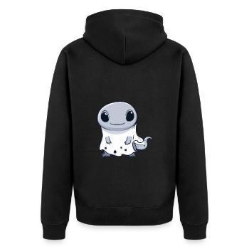 Lizard Halloween Funny Ghost - Unisex Premium Organic Zip Hoodie - black - Back - Nico (187cm)