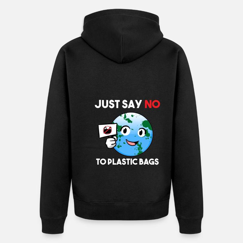 Dites simplement non aux sacs en plastique ! Militant pour le climat - Veste à capuche bio Premium Unisexe - noir