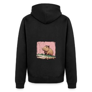 Capybara Capybara Cadeau drôle mignon - Veste à capuche bio Premium Unisexe - noir - Dos - Nico (187cm)