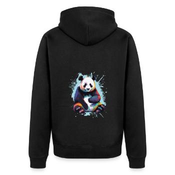 Panda - Unisex Premium Organic Zip Hoodie - black - Back - Nico (187cm)