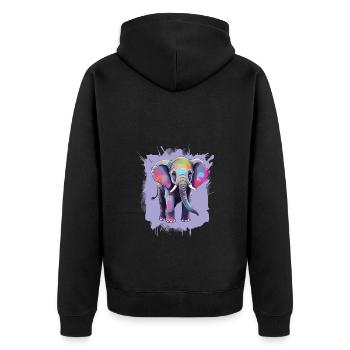 Baby Elefant Geschenk Kind - Unisex Premium Bio Zip Hoodie - Schwarz - Hinten - Nico (187cm)