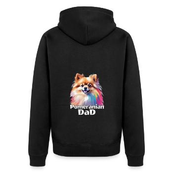 Lustiges Pomeranian Zwergspitz für Hundepapa Dad - Unisex Premium Bio Zip Hoodie - Schwarz - Hinten - Nico (187cm)