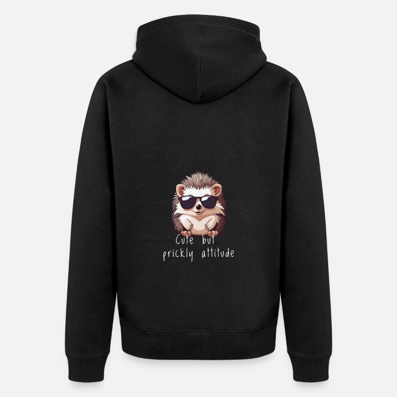 Hérisson mignon Cadeau hérisson mignon - Veste à capuche bio Premium Unisexe - noir