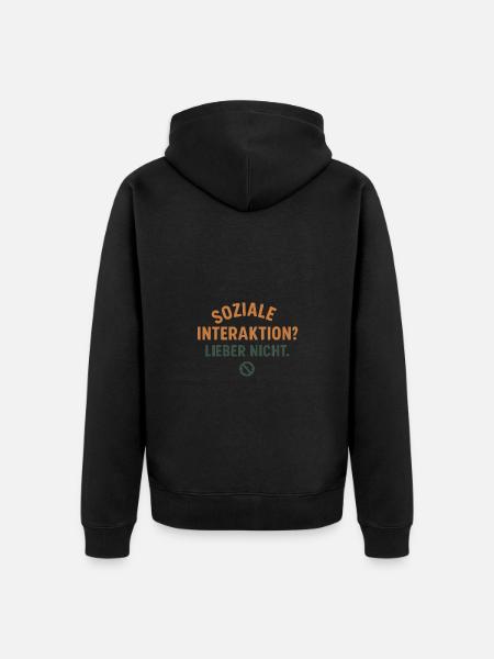 Soziale Interaktion? Lieber nicht – Introvertiert - Unisex Premium Bio Zip Hoodie - Schwarz