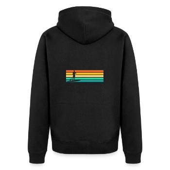 Retro Stand Up Paddling - Unisex Premium Organic Zip Hoodie - black - Back - Nico (187cm)