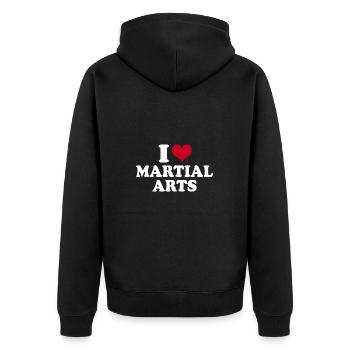 I Love Martial Arts - Unisex Premium Bio Zip Hoodie - Schwarz - Hinten - Nico (187cm)