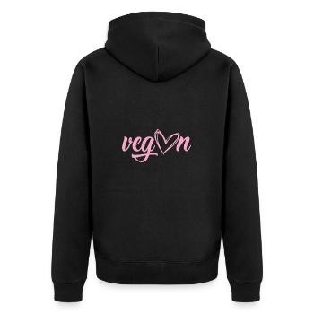 Veganer Herz - Tierliebe, Tierschutz & Vegan - Unisex Premium Bio Zip Hoodie - Schwarz - Hinten - Nico (187cm)