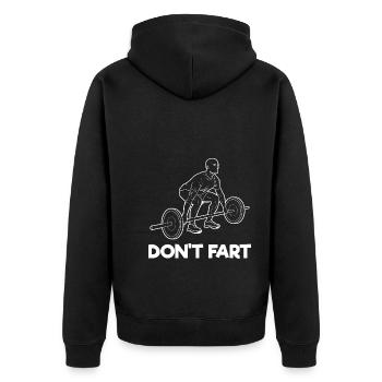 Don't Fart Bodybuilding Workout Gym Fitness - Unisex Premium Organic Zip Hoodie - black - Back - Nico (187cm)