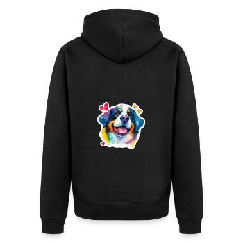 Bouvier bernois joyeux – style pop aquarelle - Veste à capuche bio Premium Unisexe - noir - Dos - Nico (187cm)