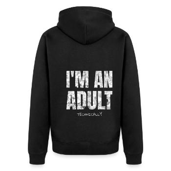 Je suis un adulte techniquement 18e anniversaire - Veste à capuche bio Premium Unisexe - noir - Dos - Nico (187cm)