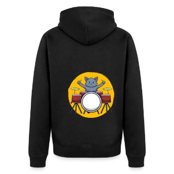 Batteur, joueur de tambour et amoureux des chats - Veste à capuche bio Premium Unisexe - noir - Dos - Nico (187cm)