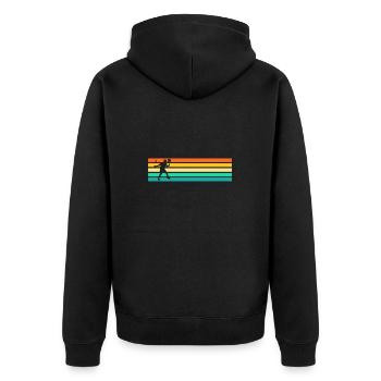 Retro Tennis Padelspieler Padel - Unisex Premium Bio Zip Hoodie - Schwarz - Hinten - Nico (187cm)