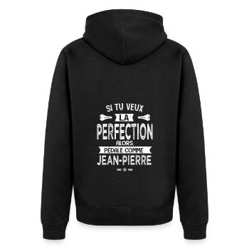 Jean Pierre si tu veux la perfection vélo humour - Veste à capuche bio Premium Unisexe - noir - Dos - Nico (187cm)