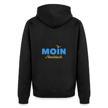 Nordsee Moin Norddeich - Unisex Premium Bio Zip Hoodie - Schwarz - Hinten - Nico (187cm)