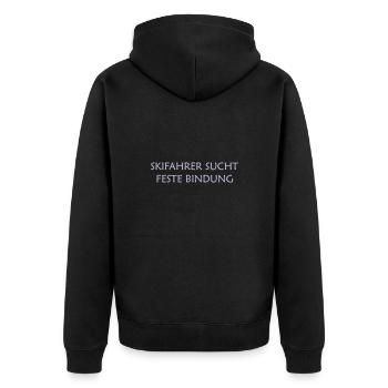 Skifahrer sucht feste Bindung - cooles Motiv - Unisex Premium Bio Zip Hoodie - Schwarz - Hinten - Nico (187cm)