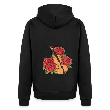 Blumengeige Geigenspieler - Unisex Premium Bio Zip Hoodie - Schwarz - Hinten - Nico (187cm)