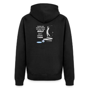 Golf Sport Shirt - mit lustigem Spruch Golfer - Unisex Premium Bio Zip Hoodie - Schwarz - Hinten - Nico (187cm)