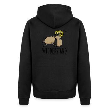 Widder Widerstand Rebell - Unisex Premium Bio Zip Hoodie - Schwarz - Hinten - Nico (187cm)